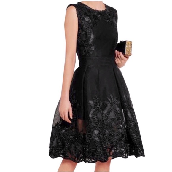 Maje Dresses & Skirts - Maje Black Embroidered Cocktail Dress (With Added Sleeves & Slip) Size 3 US 8-10